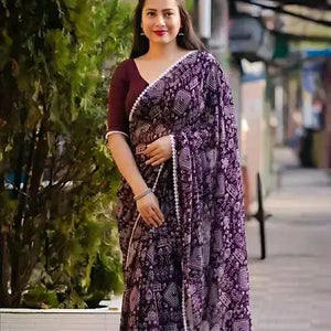 Printed Georgette Saree