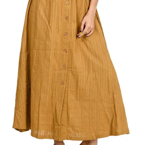 Self Design A-Line Brown Skirt