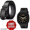 Men Black Belt with Stylish Black Watch