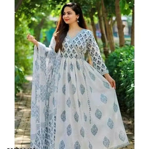 Blue Anarkali Kurti with Dupatta