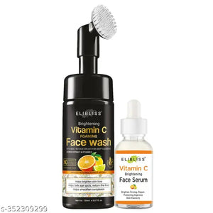 Vitamin C Foaming Face Wash with Built-In Face Brush &amp; Booster Vitamin C Serum Combo